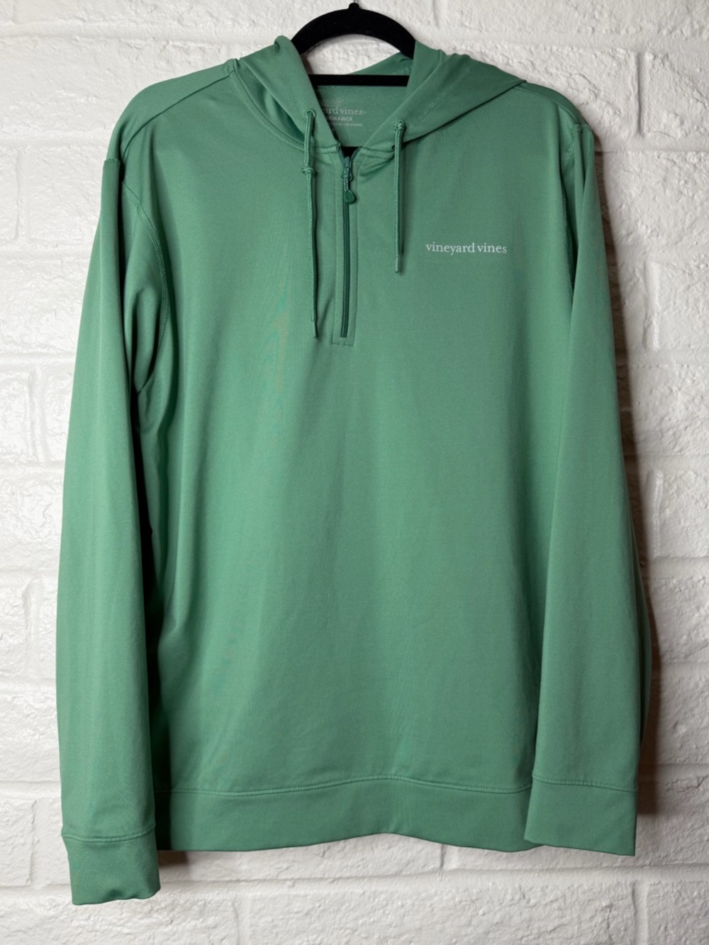 Vineyard Vines Performance Hoodie Green Quarter Zip Reflective Lightweight